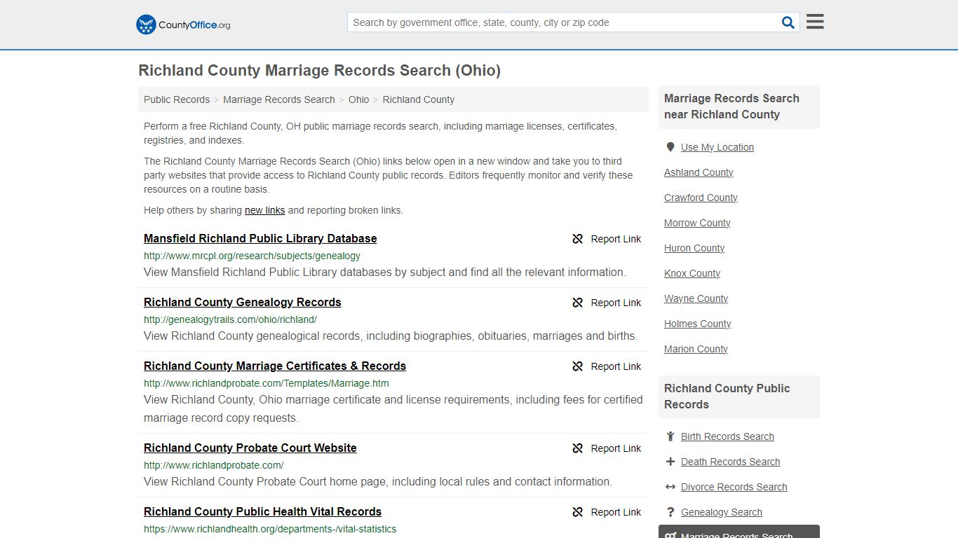 Marriage Records Search - Richland County, OH (Marriage Licenses ...