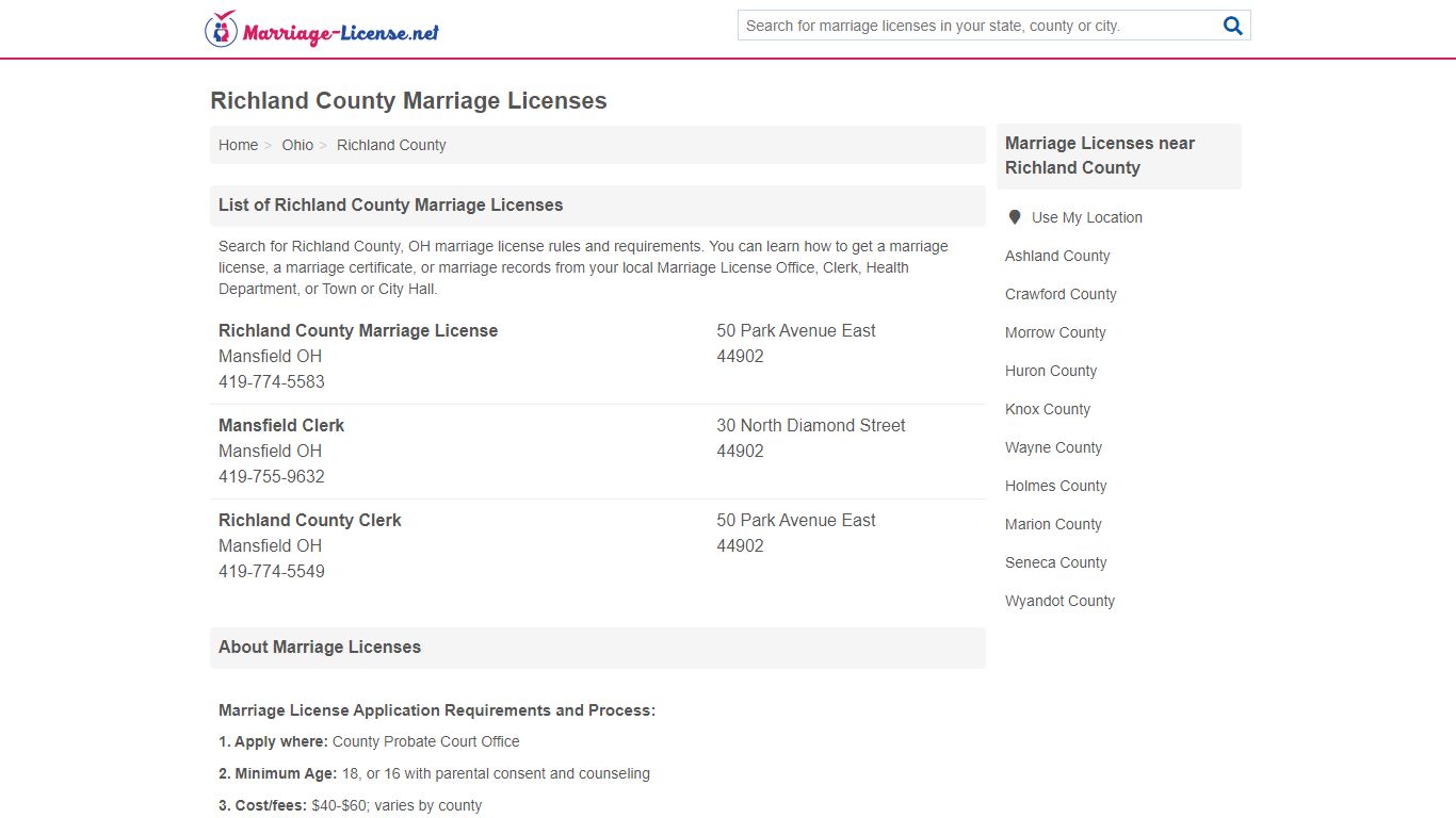 Richland County Marriage Licenses